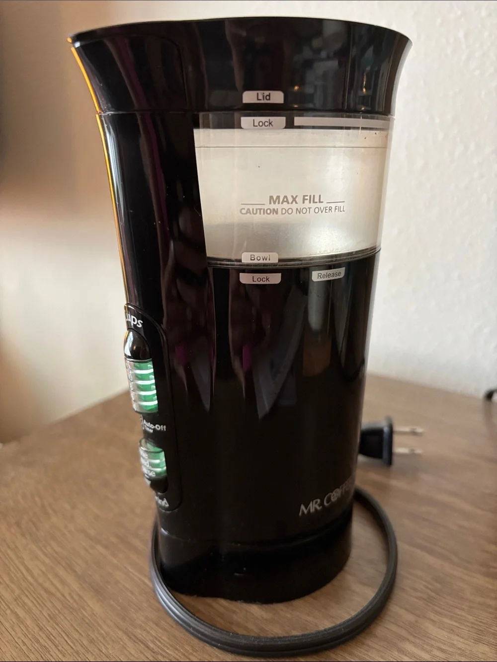 Mr. Coffee Black Electric Coffee Grinder with Clear Bean Hopper
